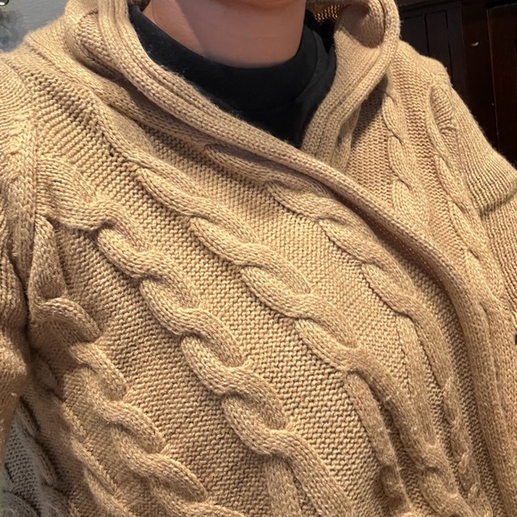 Camel Cable Knit Open Cardigan | Petite Small - Picture 14 of 15